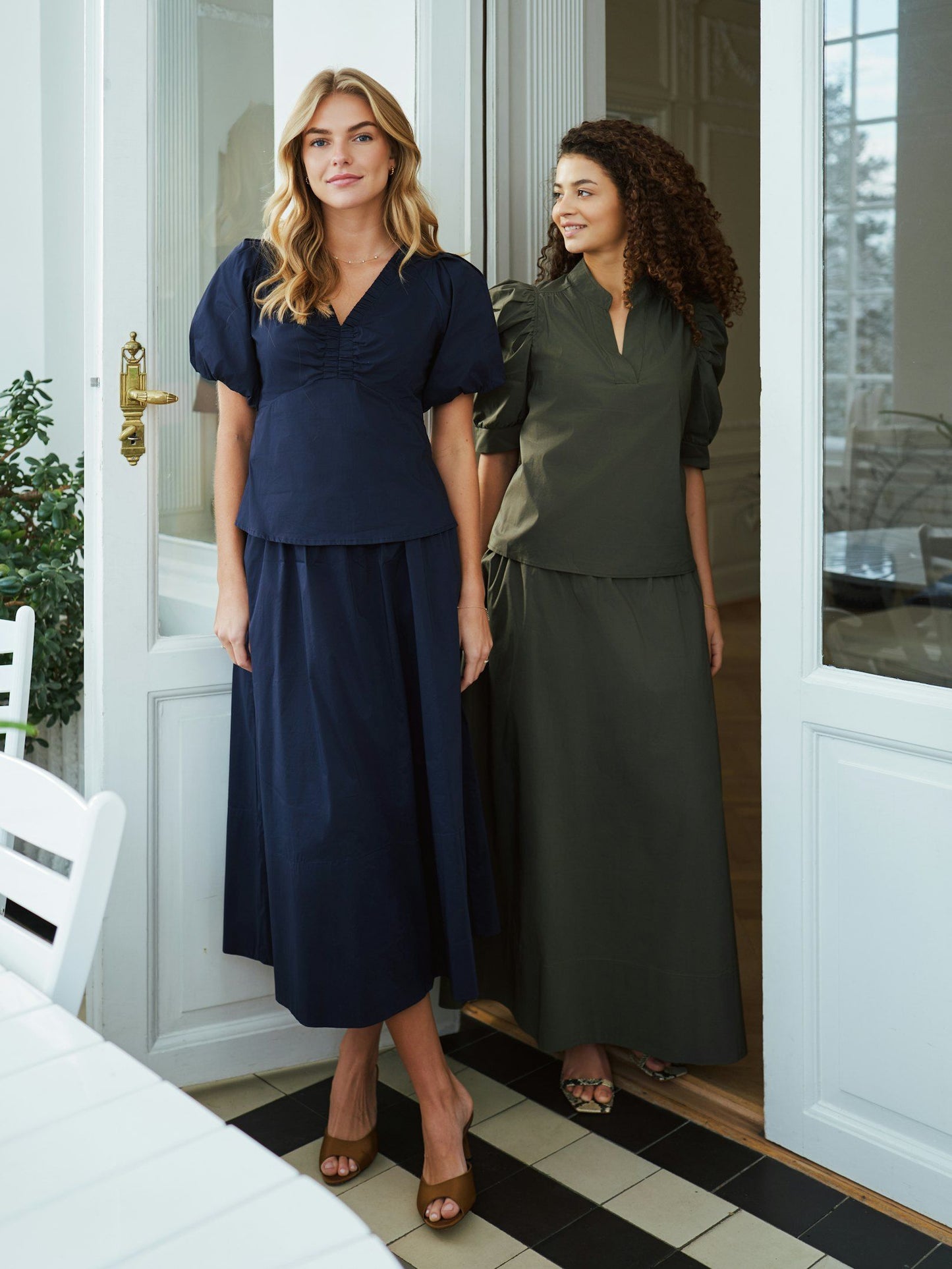 Yara Long Poplin Skirt - army