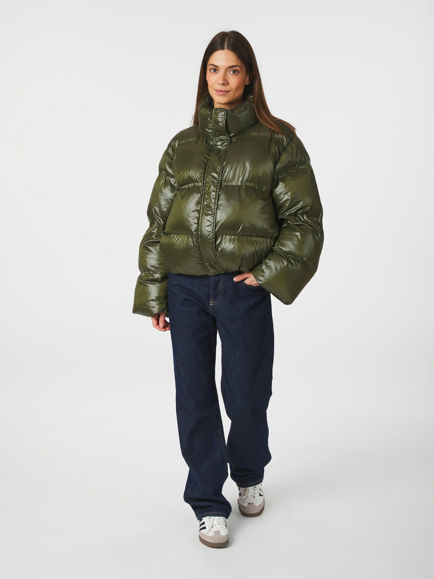 Rhea Shiny Puffer Jacket - olive