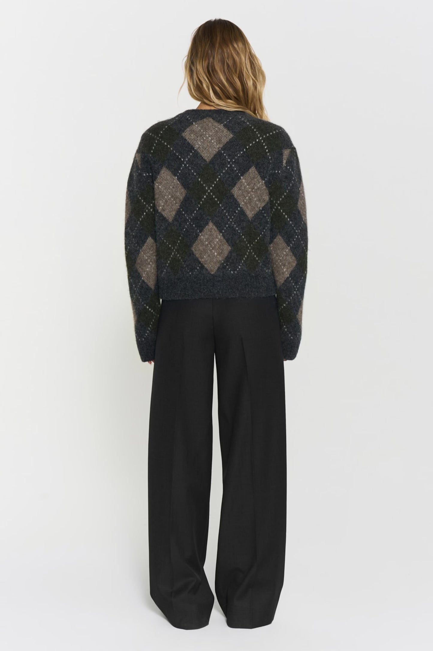 Filippa Argyle Cardigan - Forest Green