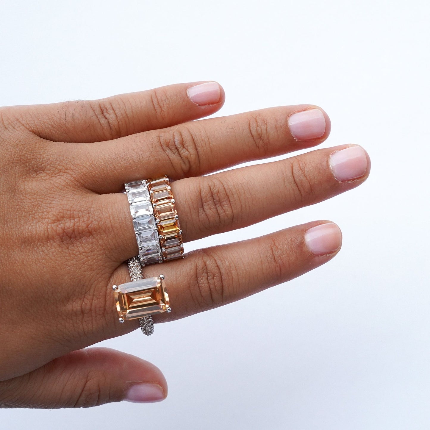 Chunky colorful ring white silver