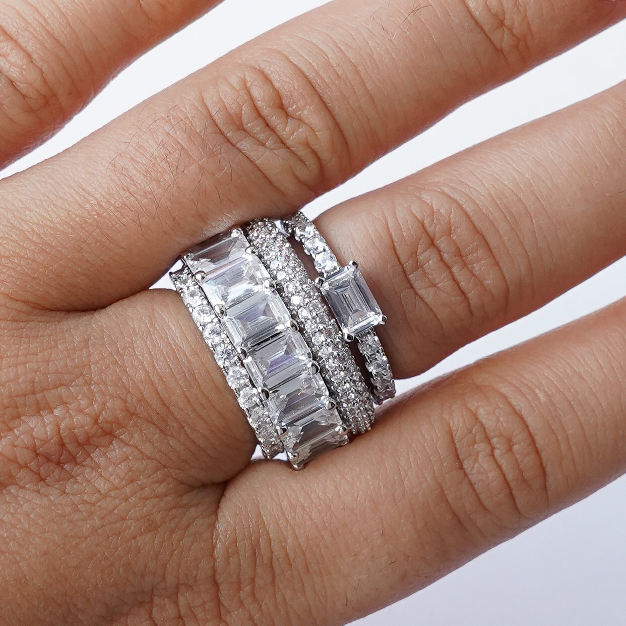 Chunky colorful ring white silver