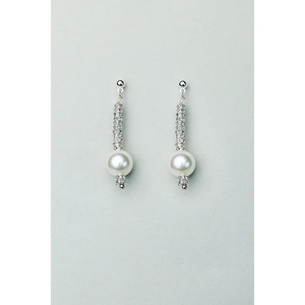 Pearl Glow Pin Earrings Silver