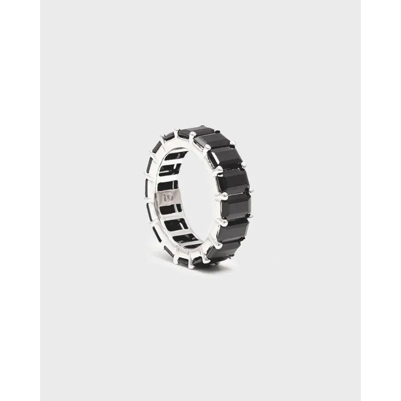 Chunky colorful ring black silver