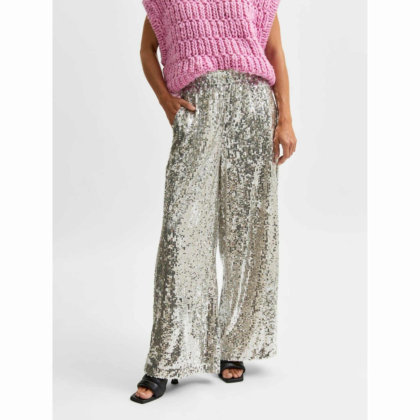SLFSELENE HW WIDE MAXI SEQUINS PANTS