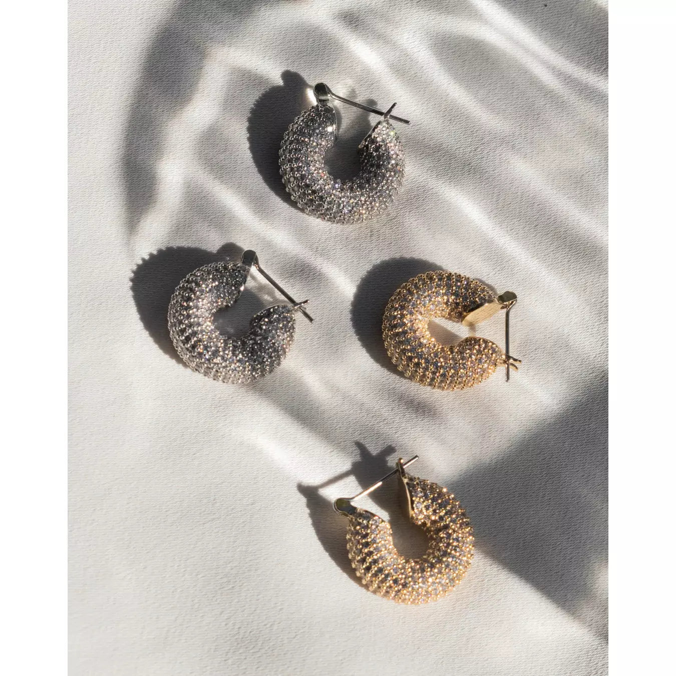 PAVE MINI DONUT HOOPS- SILVER