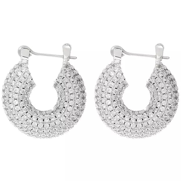 PAVE MINI DONUT HOOPS- SILVER
