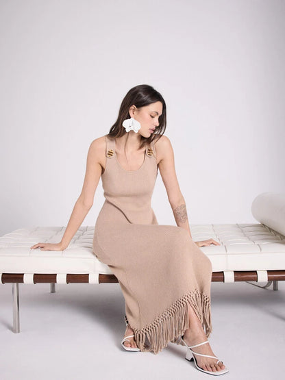 SUMMER - ROBE COL ROND SM A FRANGE