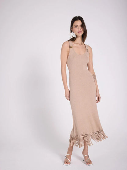 SUMMER - ROBE COL ROND SM A FRANGE