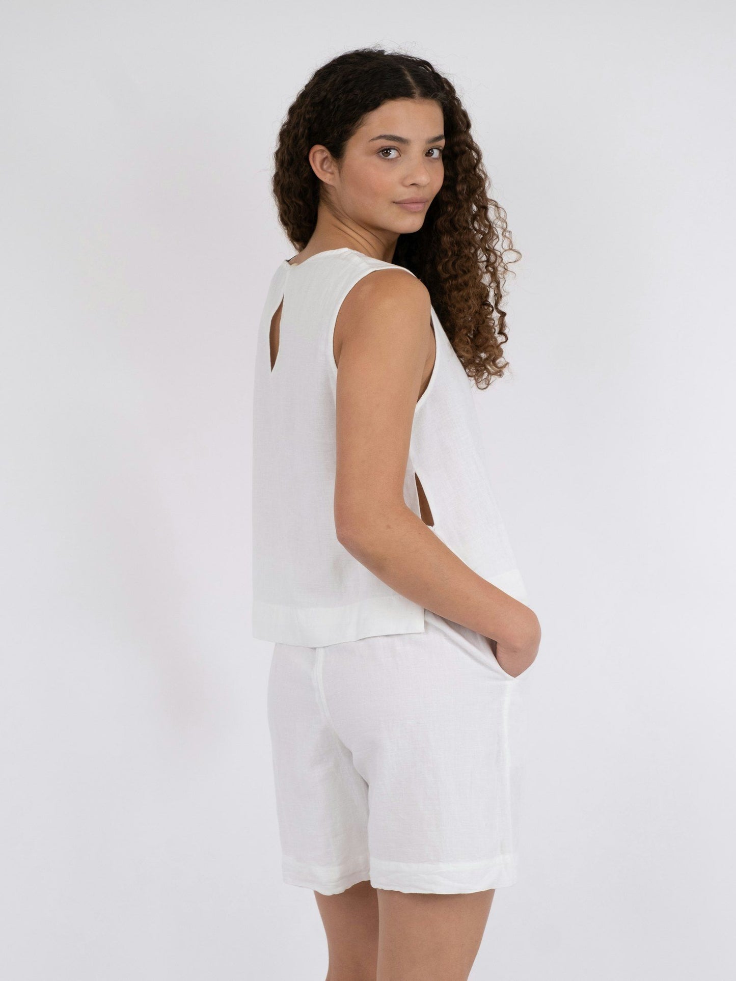 Svetlana linen Top vit