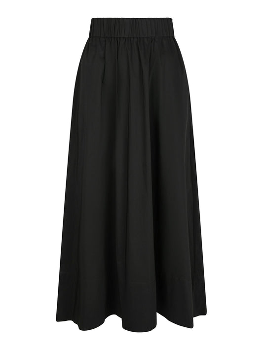 Yara Long Poplin Skirt - black