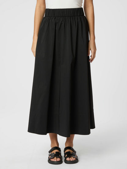 Yara Long Poplin Skirt - black