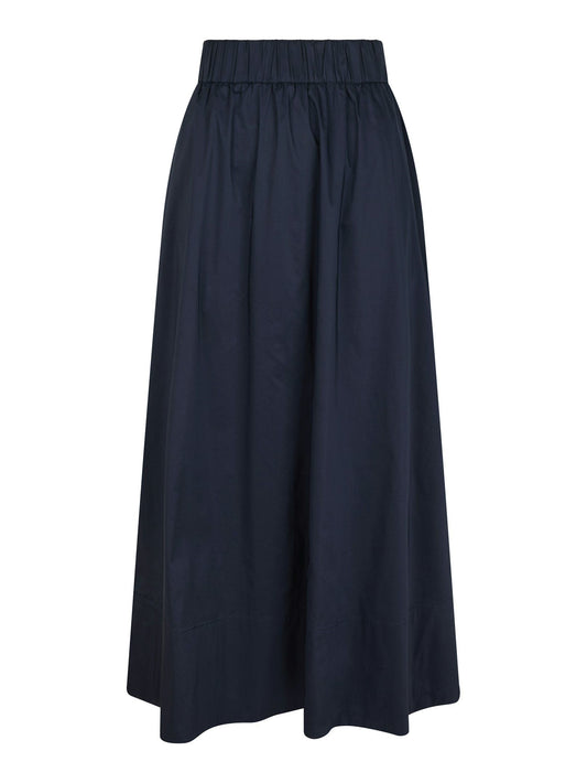 Yara Long Poplin Skirt - navy