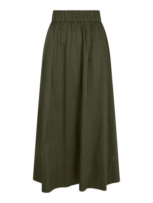 Yara Long Poplin Skirt - army