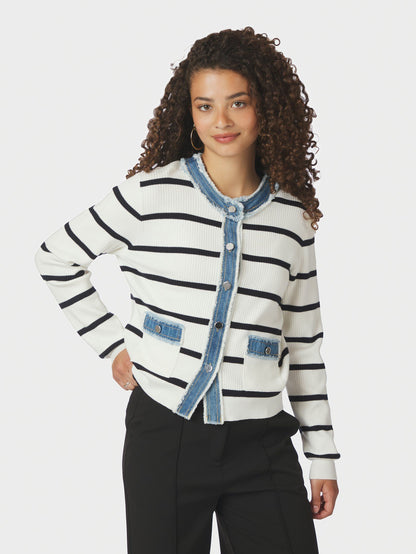 Zelma Stripe Denim Cardigan