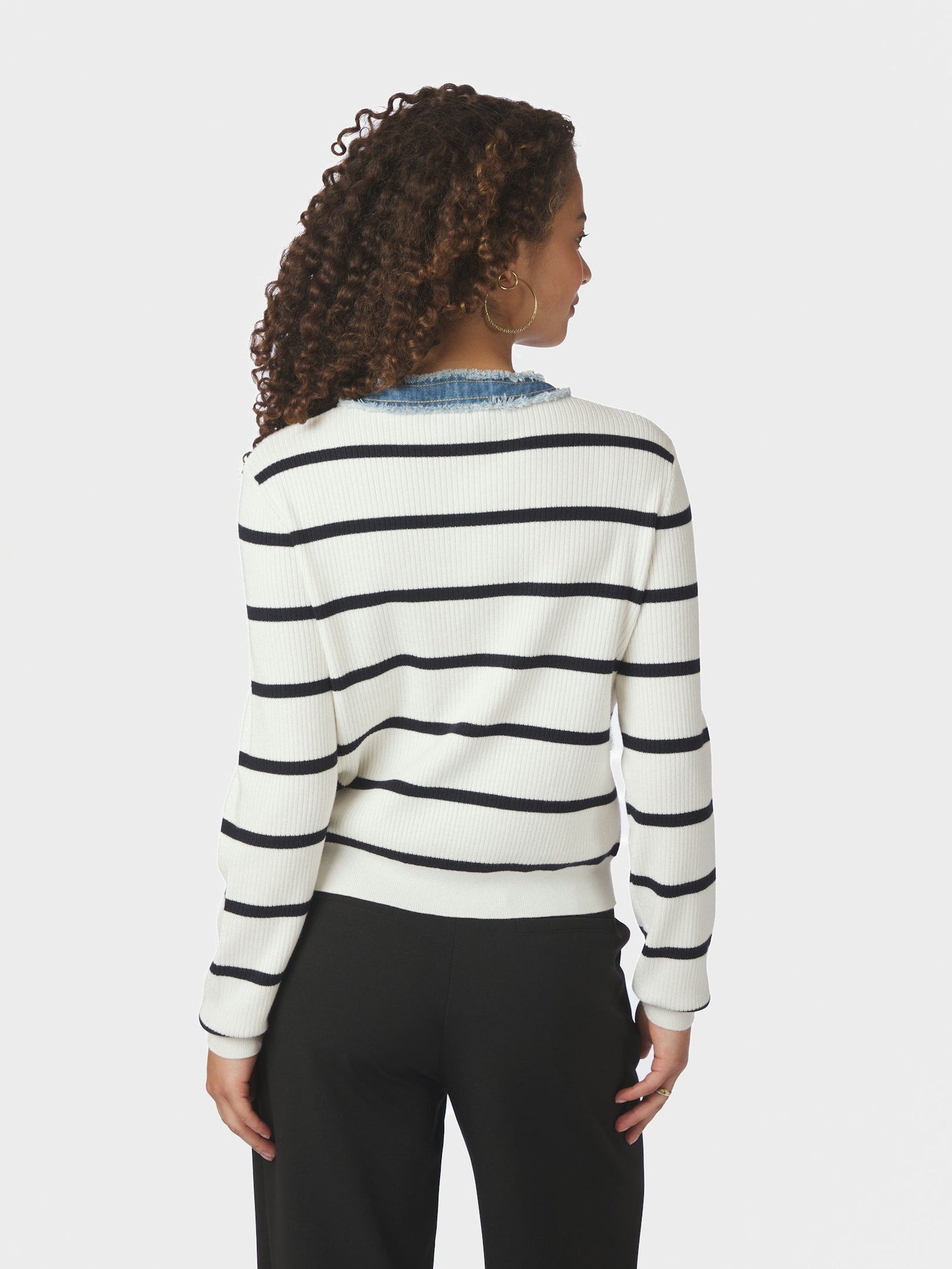 Zelma Stripe Denim Cardigan