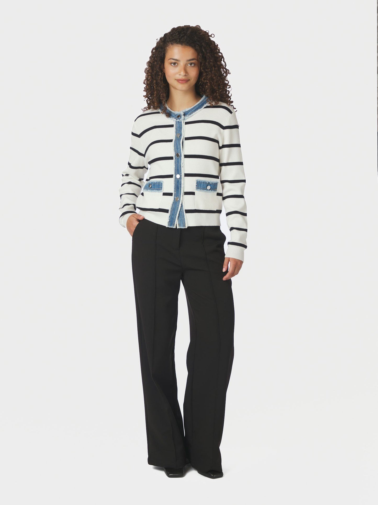 Zelma Stripe Denim Cardigan