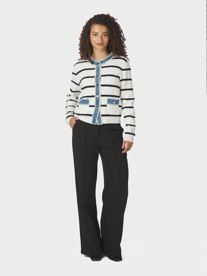 Zelma Stripe Denim Cardigan
