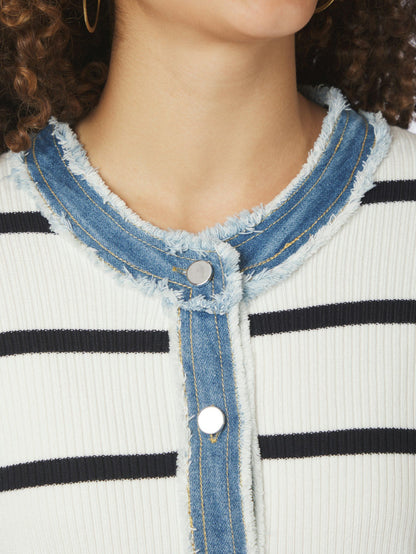 Zelma Stripe Denim Cardigan