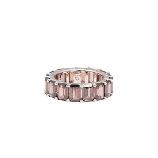 Chunky colorful ring brown silver