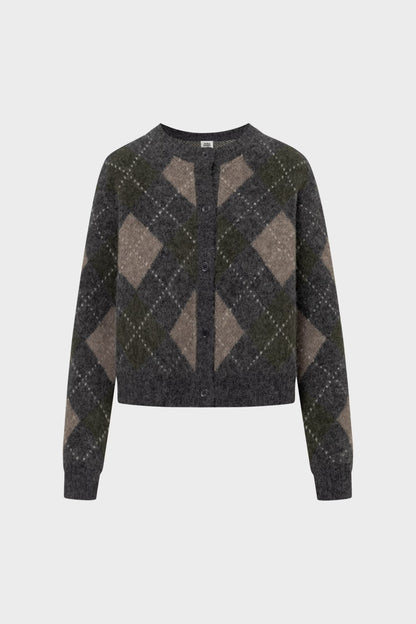 Filippa Argyle Cardigan - Forest Green