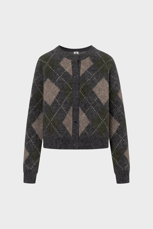 Filippa Argyle Cardigan - Forest Green