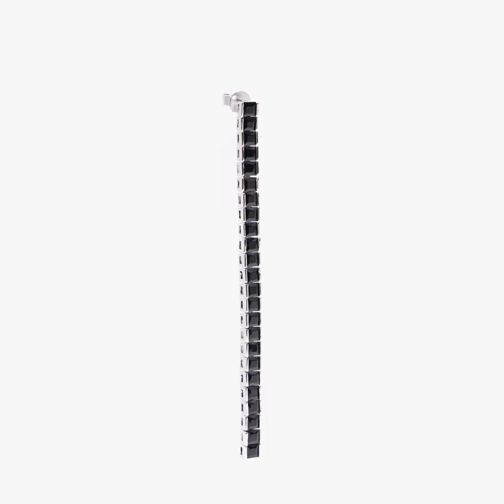 Square tennis earring black silver