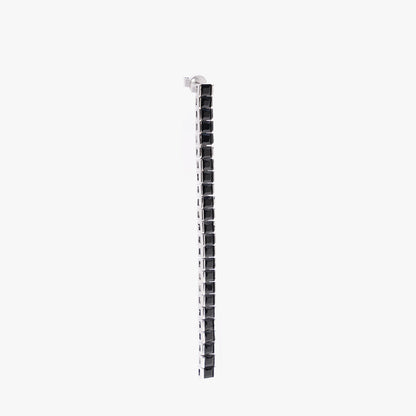 Square tennis earring black silver