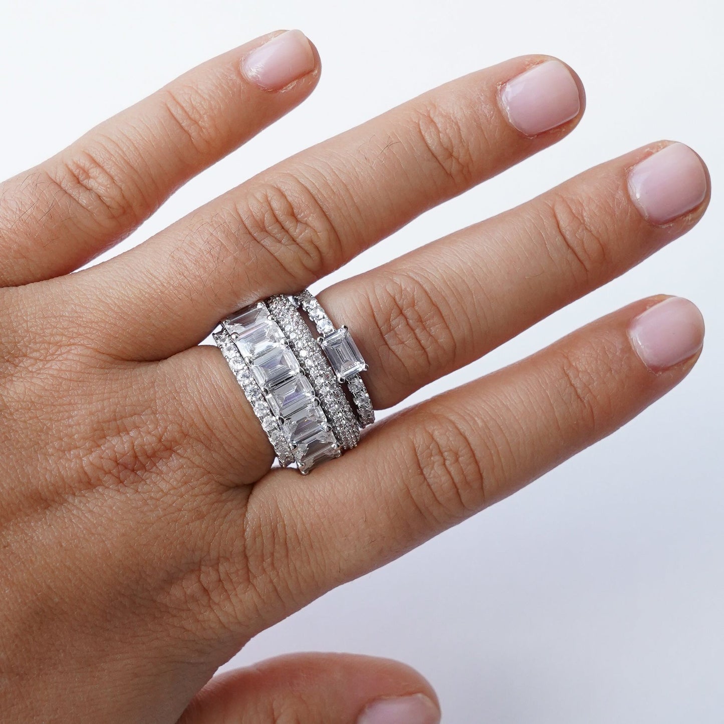 Colorful ring slim white silver