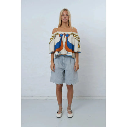 EMBROIDERED STRAP TOP