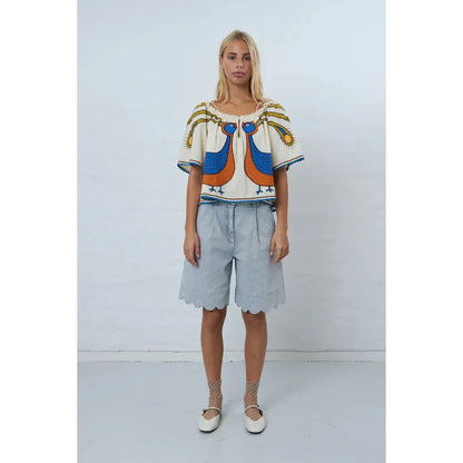 EMBROIDERED STRAP TOP