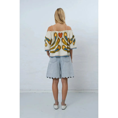 EMBROIDERED STRAP TOP