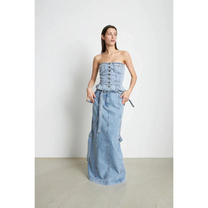 
                  
                    Ladda bild in galleri, STRAPLESS DENIM TOP - WASHED DENIM
                  
                