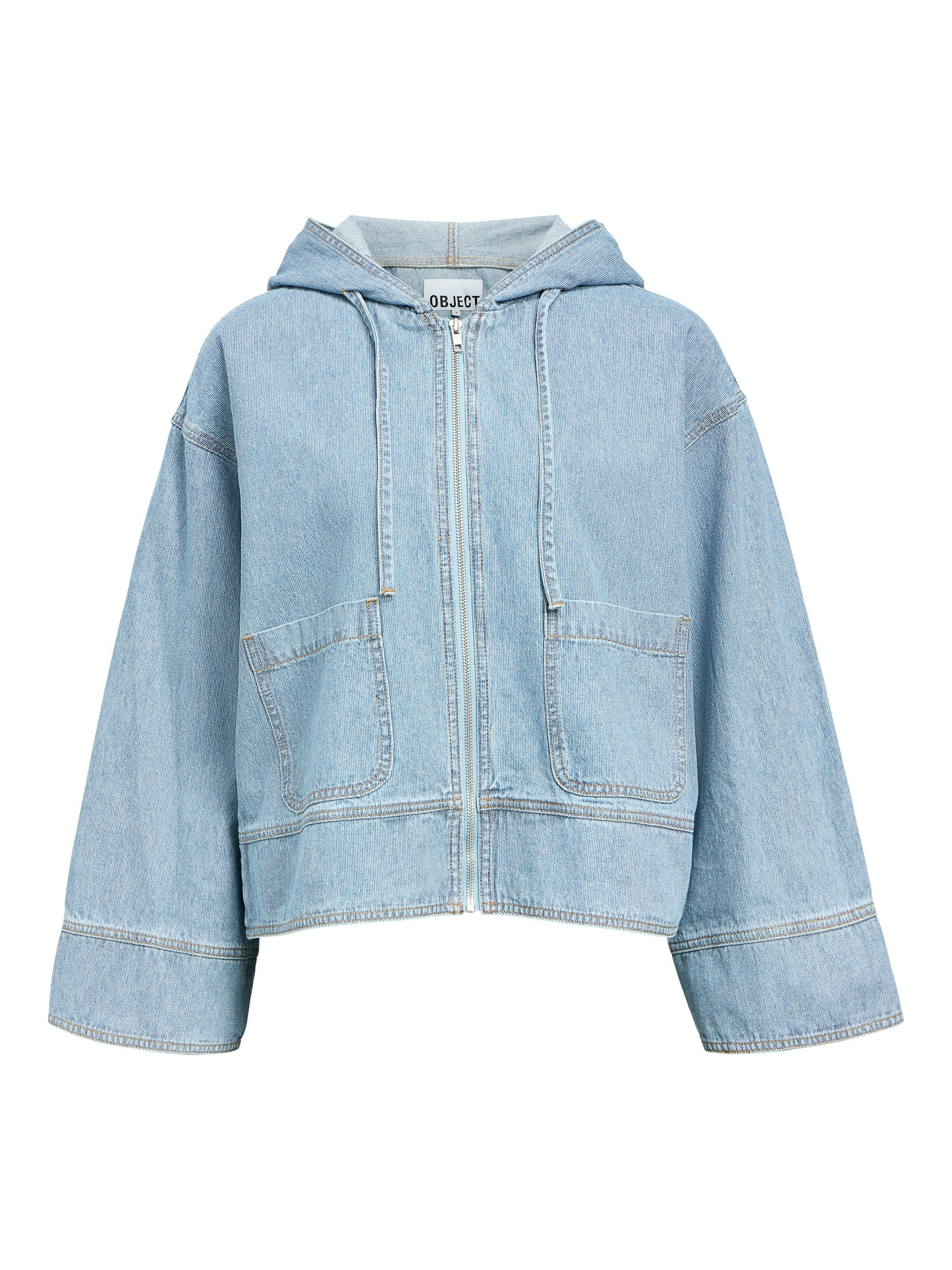 OBJRALY DENIM 3/4 SLEEVE LO HOODIE