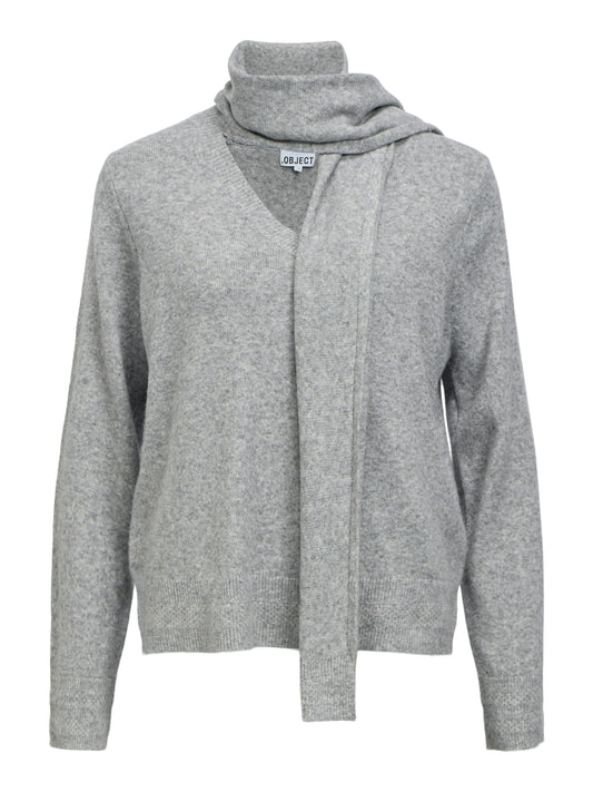 OBJCHUMA L/S LO KNIT SCARF PULLOVER
