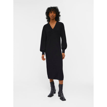 OBJMALENA L/S KNIT DRESS BLACK