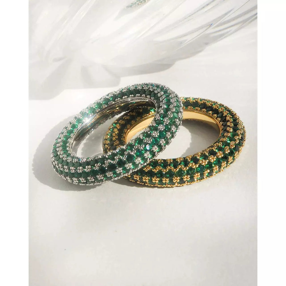 
                  
                    Ladda bild in galleri, LUV AJ Pave Amalfi Ring green-silver
                  
                