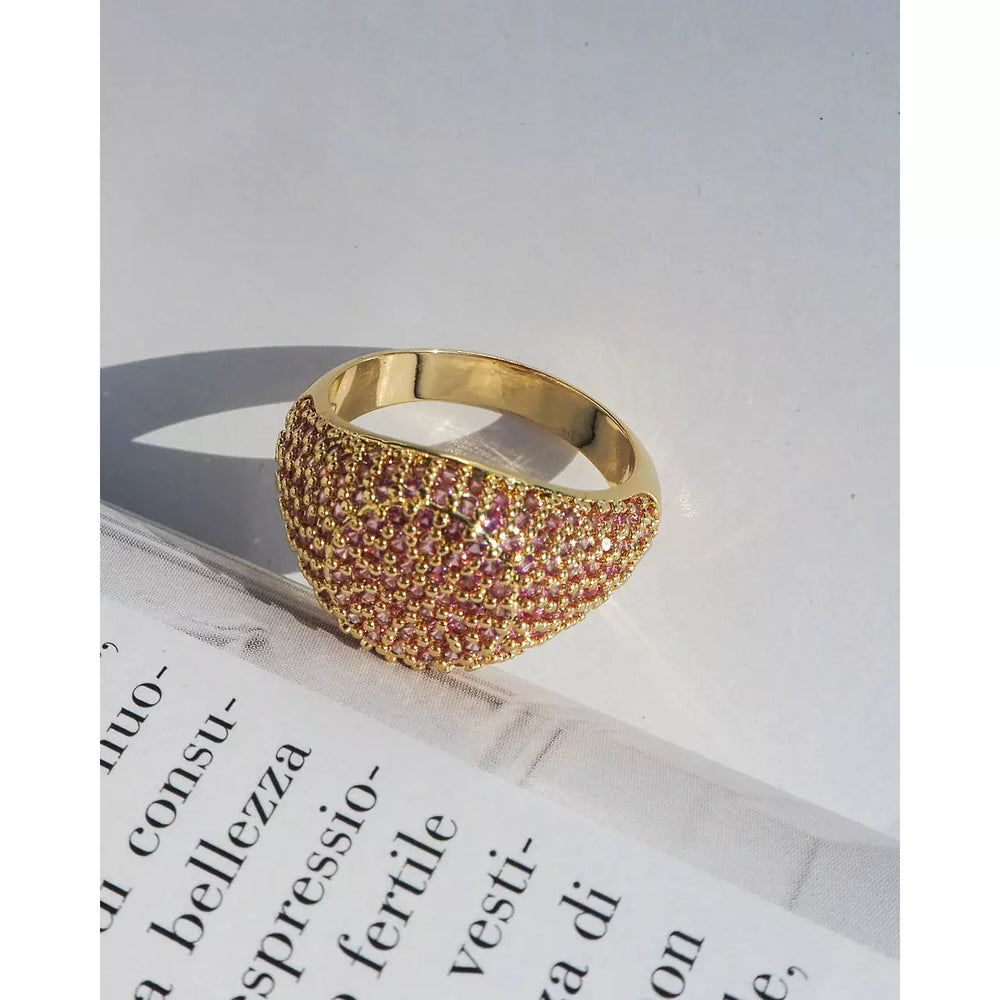 
                  
                    Ladda bild in galleri, LUV AJ Pave Signet Ring pink-silver
                  
                