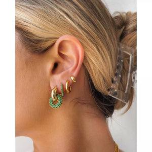 
                  
                    Ladda bild in galleri, LUV AJ Pave Interlock Hoops green-silver
                  
                