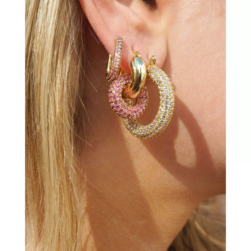 
                  
                    Ladda bild in galleri, LUV AJ Pave Chain Link Huggies pink-silver
                  
                