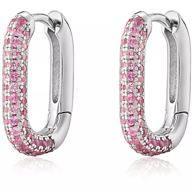 LUV AJ Pave Chain Link Huggies pink-silver