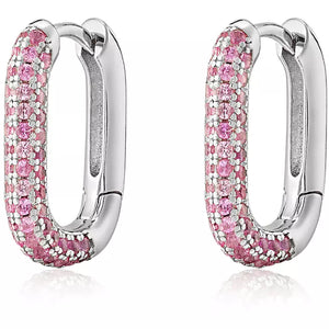 
                  
                    Ladda bild in galleri, LUV AJ Pave Chain Link Huggies pink-silver
                  
                