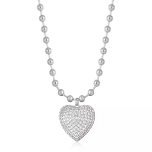 
                  
                    Ladda bild in galleri, LUV AJ Puffy Heart Statement Necklace silver
                  
                