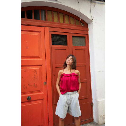 SCALLOP EDGE DENIM SHORTS