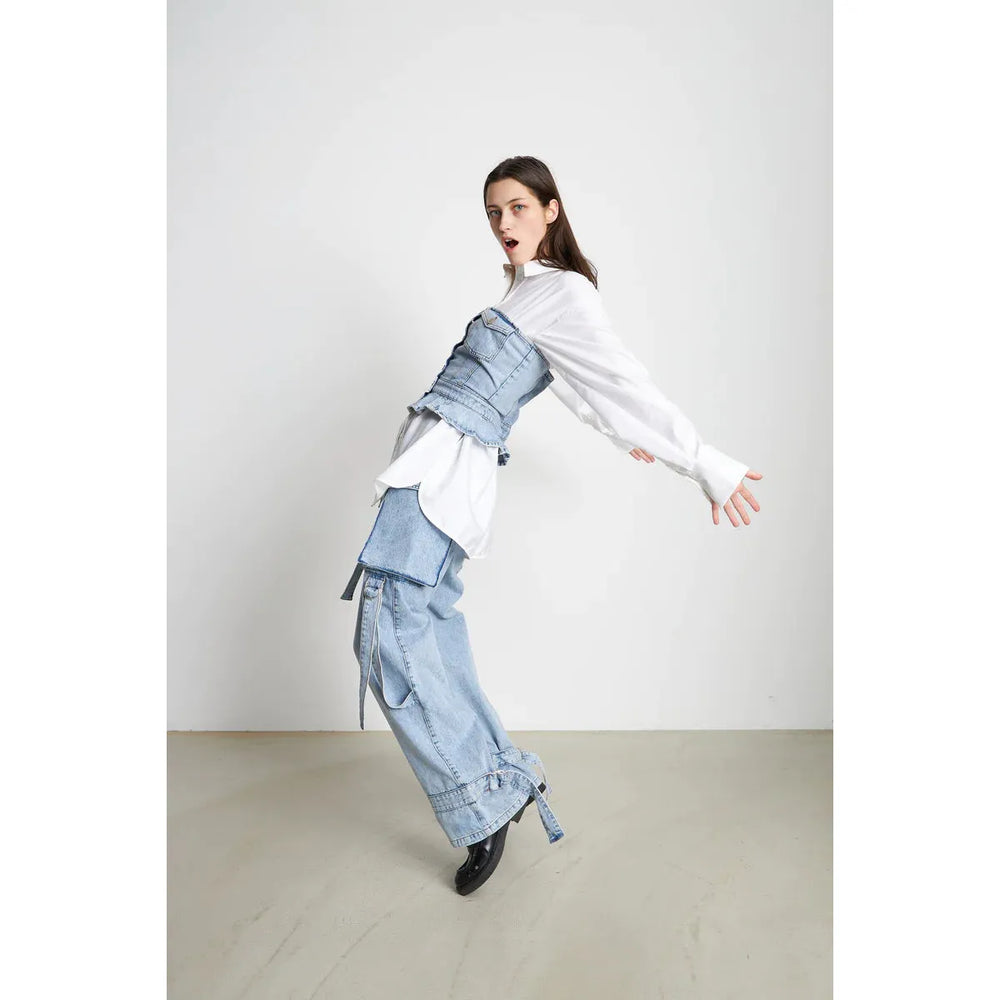 
                  
                    Ladda bild in galleri, STRAPLESS DENIM TOP - WASHED DENIM
                  
                