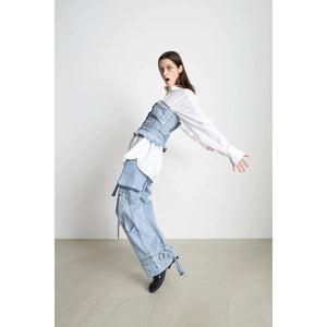 
                  
                    Ladda bild in galleri, STRAPLESS DENIM TOP - WASHED DENIM
                  
                