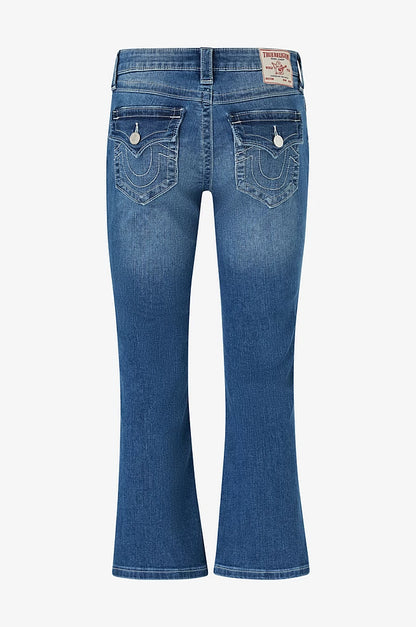 BECCA JEANS MID RISE KICK FLARE FLAP