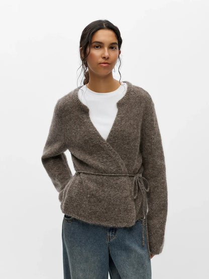 OBJNETE L/S RE TIE CARDIGAN