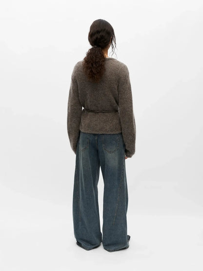 OBJNETE L/S RE TIE CARDIGAN