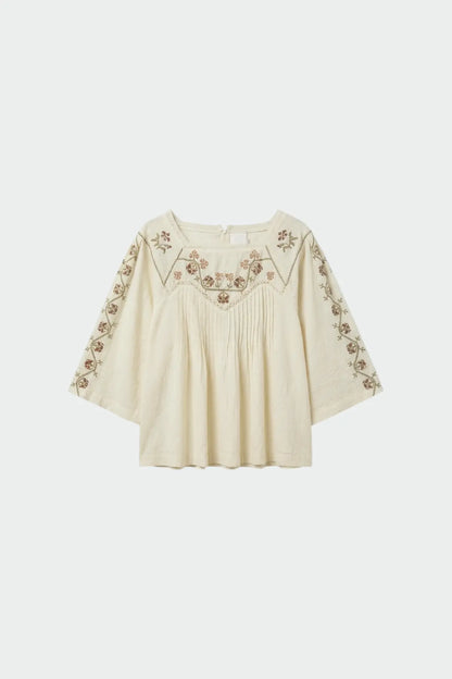 EMBROIDERED-YOKE BLOUSE