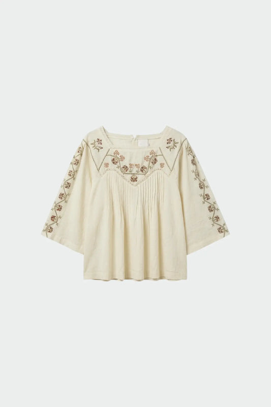EMBROIDERED-YOKE BLOUSE